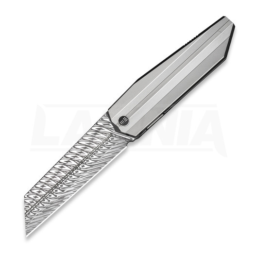 We Knife Collinear Damasteel fällkniv, Polished Bead Blasted/Satin Titanium WE22034D-DS1