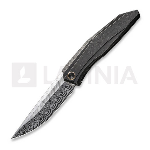 We Knife Cybernetic Damasteel, Black SW Ti w//Etching Pattern WE22033-DS1