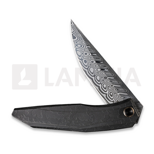 We Knife Cybernetic Damasteel, Black SW Ti w//Etching Pattern WE22033-DS1