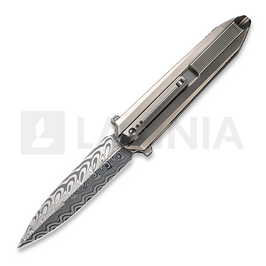 We Knife Diatomic Damasteel, Polished Bead Blasted Titanium WE22032-DS1