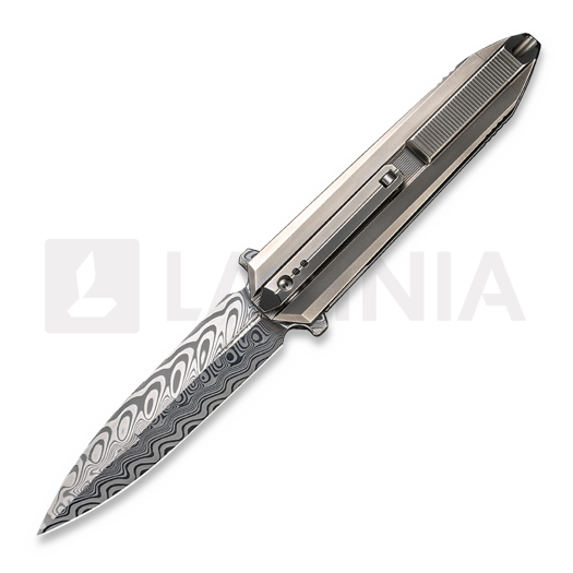 We Knife Diatomic Damasteel, Polished Bead Blasted Titanium WE22032-DS1