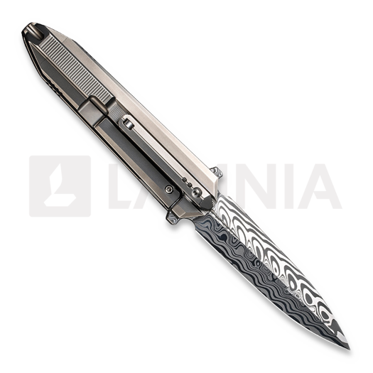 We Knife Diatomic Damasteel, Polished Bead Blasted Titanium WE22032-DS1