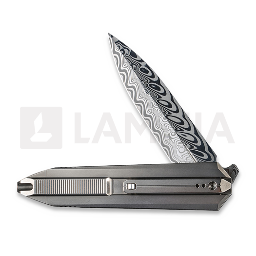 We Knife Diatomic Damasteel, Polished Bead Blasted Titanium WE22032-DS1