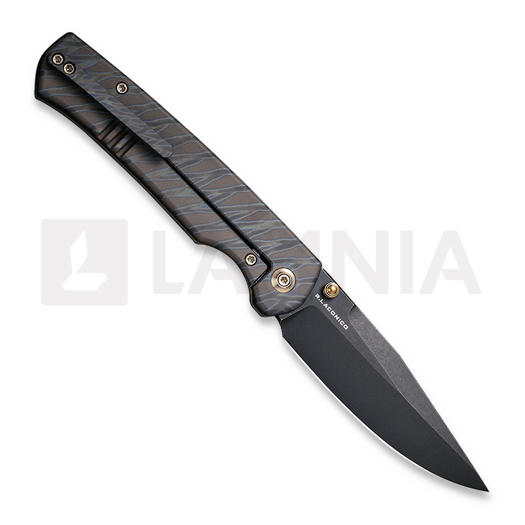 We Knife Evoke Tiger Stripe Titanium Taschenmesser, black stonewash WE21046-4