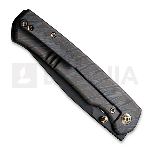 We Knife Evoke Tiger Stripe Titanium Taschenmesser, black stonewash WE21046-4