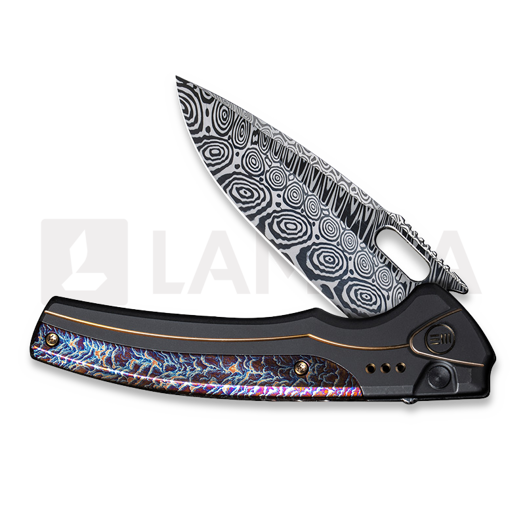 We Knife Exciton, Black Titanium, Flamed, Damasteel WE22038A-DS1