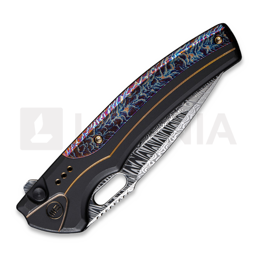 We Knife Exciton, Black Titanium, Flamed, Damasteel WE22038A-DS1