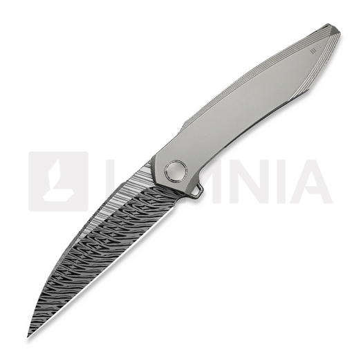 We Knife Fluxor Damasteel, Polished Bead Blast Titanium WE23071-DS1