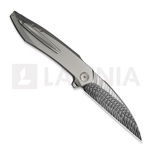 We Knife Fluxor Damasteel, Polished Bead Blast Titanium WE23071-DS1