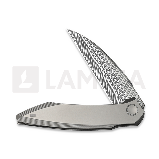 We Knife Fluxor Damasteel, Polished Bead Blast Titanium WE23071-DS1