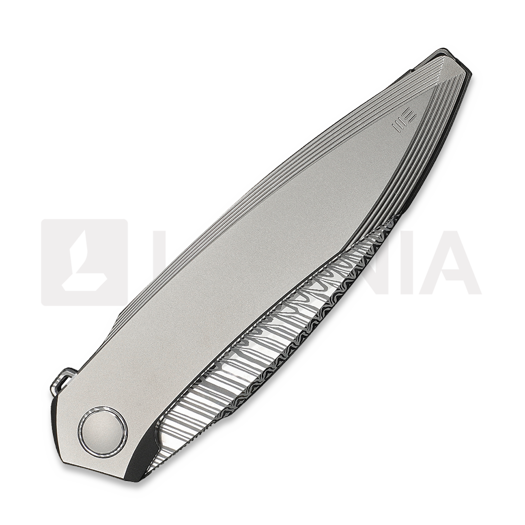 We Knife Fluxor Damasteel, Polished Bead Blast Titanium WE23071-DS1