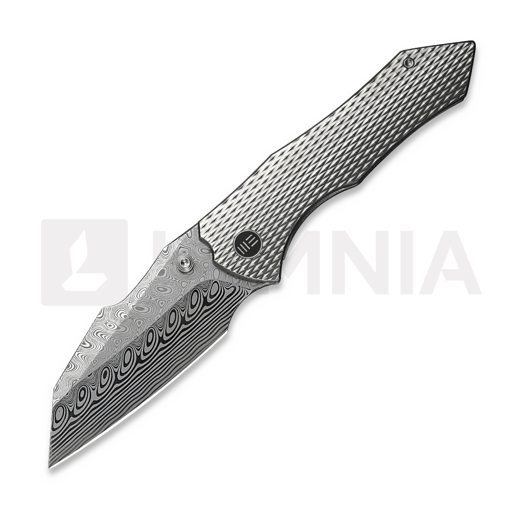 We Knife High-Fin XL Damasteel foldekniv, Satin Polished Ti WE24010-DS1