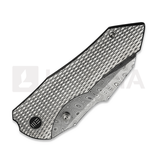 We Knife High-Fin XL Damasteel kääntöveitsi, Satin Polished Ti WE24010-DS1