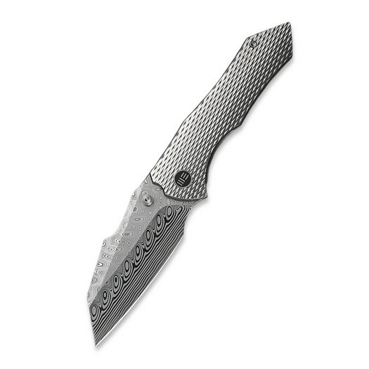 We Knife High-Fin XL Damasteel kääntöveitsi, Satin Polished Ti WE24010-DS1