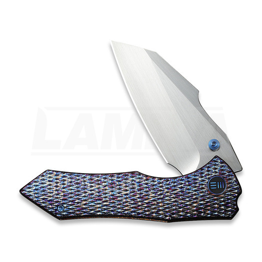 We Knife High-Fin XL sulankstomas peilis, Diamond Pattern Flamed Ti, Satin WE24010-5