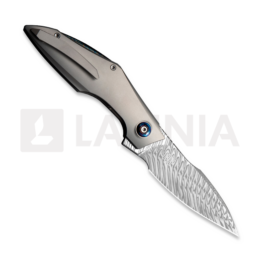 We Knife Krait Snake Damasteel sulankstomas peilis, Gray Titanium WE24084-DS1