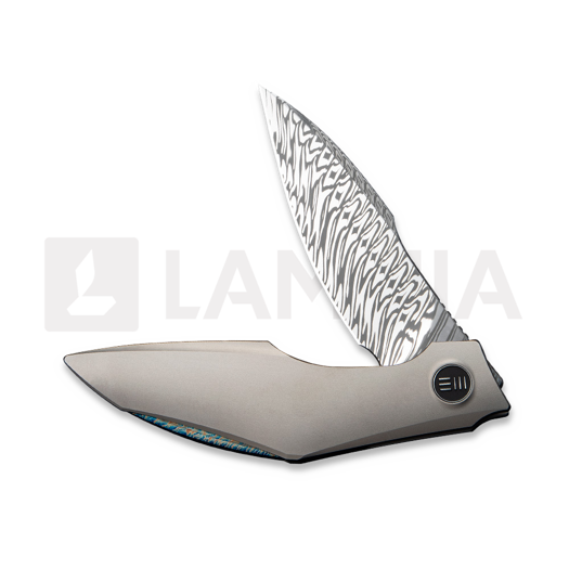We Knife Krait Snake Damasteel sulankstomas peilis, Gray Titanium WE24084-DS1