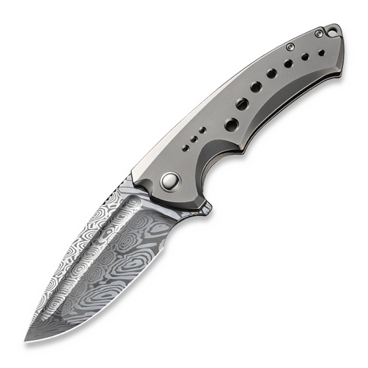 We Knife Nexusia Damasteel, Polished Bead Blasted Titanium WE22044-DS1