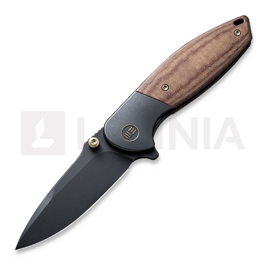 We Knife Nitro Mini, Black Titanium, Brown Micarta Inlay WE22015-4