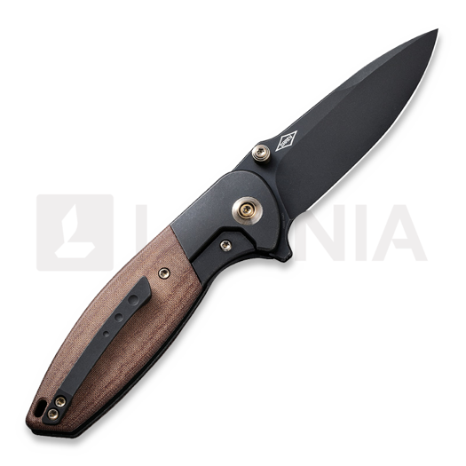We Knife Nitro Mini, Black Titanium, Brown Micarta Inlay WE22015-4