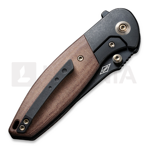 We Knife Nitro Mini, Black Titanium, Brown Micarta Inlay WE22015-4
