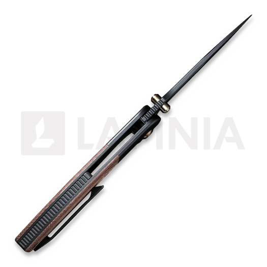 We Knife Nitro Mini, Black Titanium, Brown Micarta Inlay WE22015-4