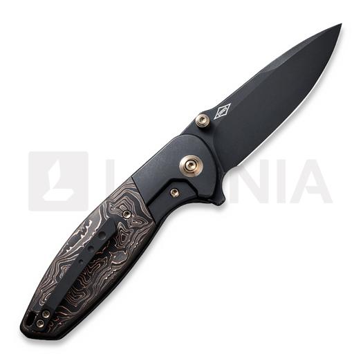 We Knife Nitro Mini, Black Titanium, Copper Foil CF Inlay WE22015-2