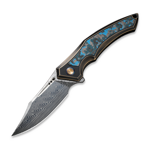 We Knife Orpheus Damasteel, Bronze/Black Ti, Arctic Storm Fat CF WE23009-DS1