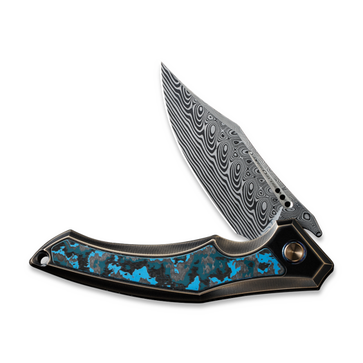 We Knife Orpheus Damasteel, Bronze/Black Ti, Arctic Storm Fat CF WE23009-DS1