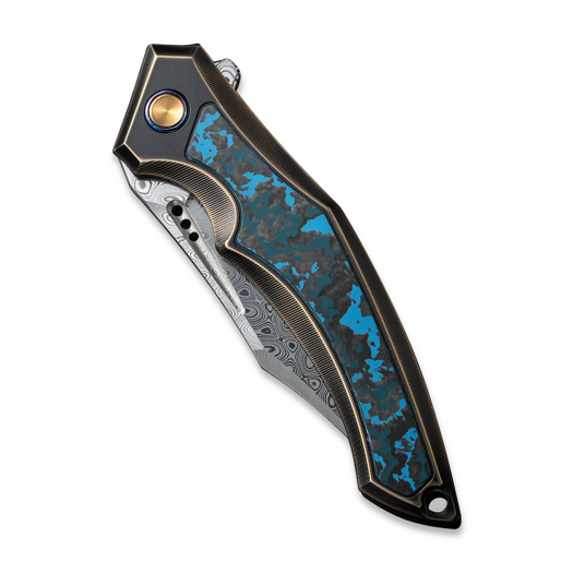 We Knife Orpheus Damasteel, Bronze/Black Ti, Arctic Storm Fat CF WE23009-DS1