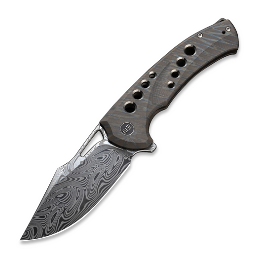 We Knife Swiftfin Damasteel, Tiger Stripe Flamed Ti WE23051-DS1