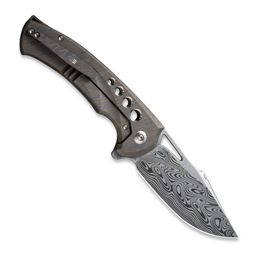 We Knife Swiftfin Damasteel, Tiger Stripe Flamed Ti WE23051-DS1