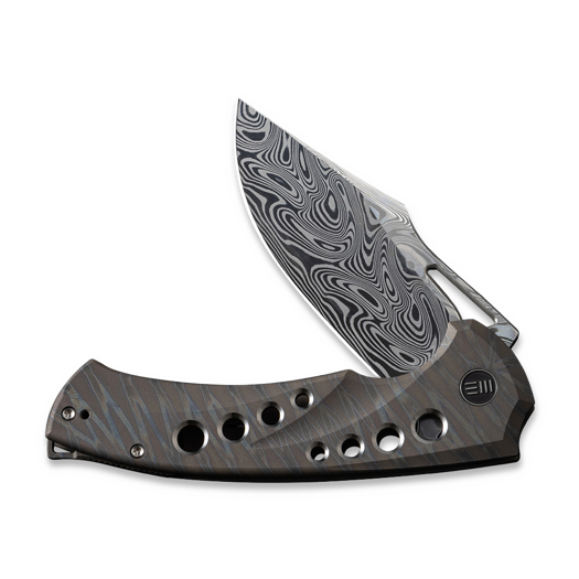 We Knife Swiftfin Damasteel, Tiger Stripe Flamed Ti WE23051-DS1