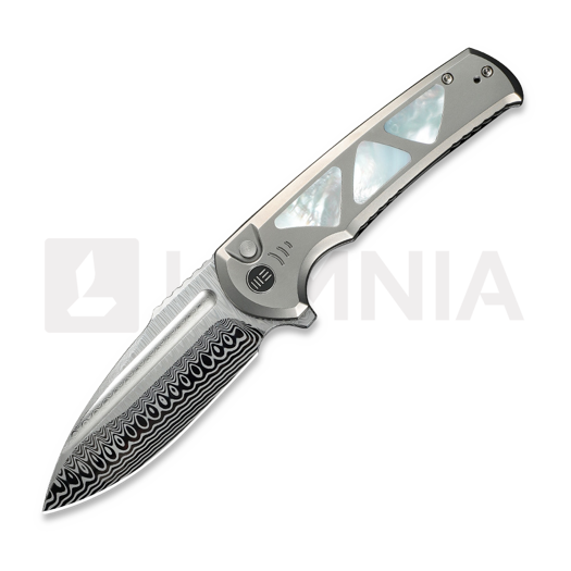 We Knife Sylox Damasteel, Polished BB Ti/Mother Of Pearl WE24027-DS1