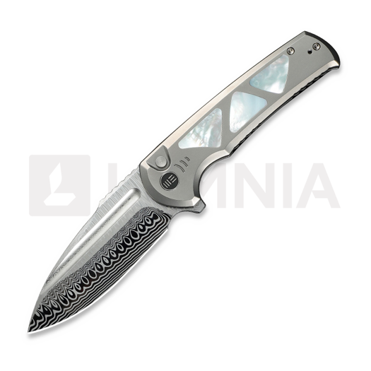 We Knife Sylox Damasteel, Polished BB Ti/Mother Of Pearl WE24027-DS1