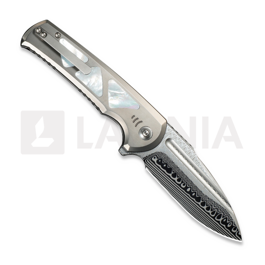 We Knife Sylox Damasteel, Polished BB Ti/Mother Of Pearl WE24027-DS1