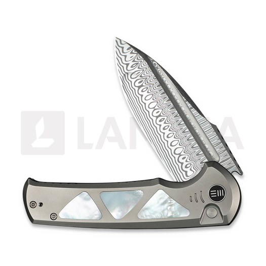 We Knife Sylox Damasteel, Polished BB Ti/Mother Of Pearl WE24027-DS1