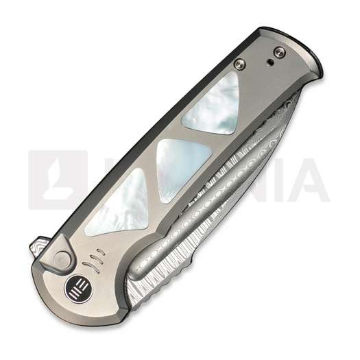 We Knife Sylox Damasteel, Polished BB Ti/Mother Of Pearl WE24027-DS1