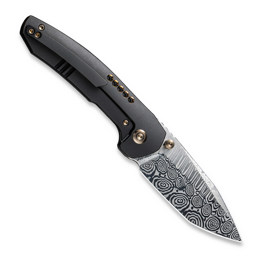 We Knife Trogon Damascus, Black Titanium WE22002B-DS1