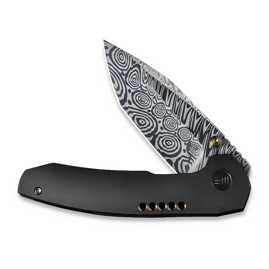 We Knife Trogon Damascus, Black Titanium WE22002B-DS1