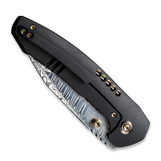 We Knife Trogon Damascus, Black Titanium WE22002B-DS1