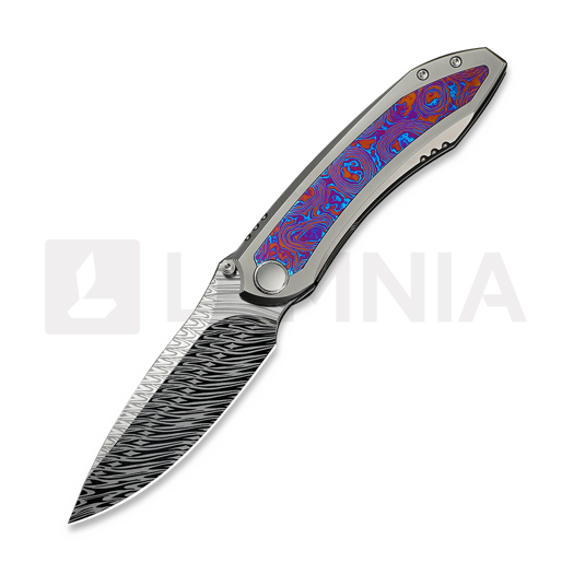 We Knife Winsome Damasteel, Polished Bead Blast Ti/Timascus WE23092-DS1