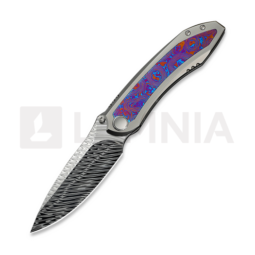 We Knife Winsome Damasteel, Polished Bead Blast Ti/Timascus WE23092-DS1