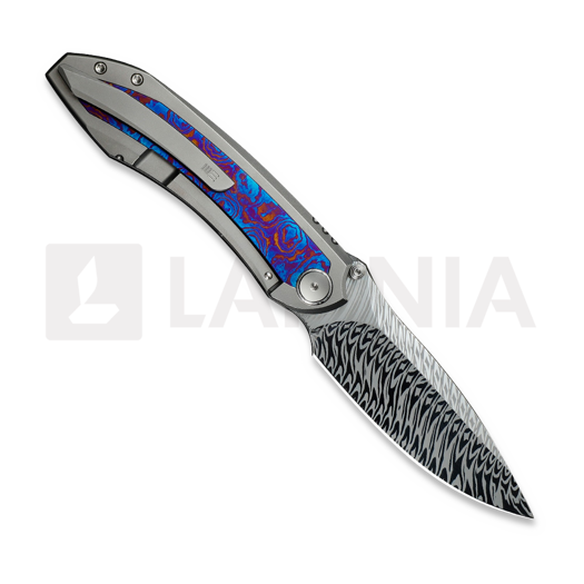 We Knife Winsome Damasteel, Polished Bead Blast Ti/Timascus WE23092-DS1