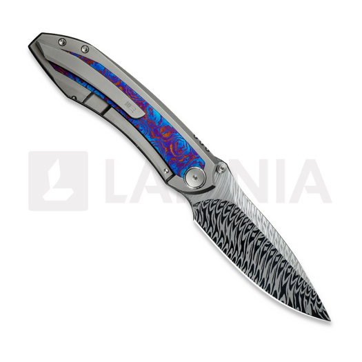 We Knife Winsome Damasteel, Polished Bead Blast Ti/Timascus WE23092-DS1