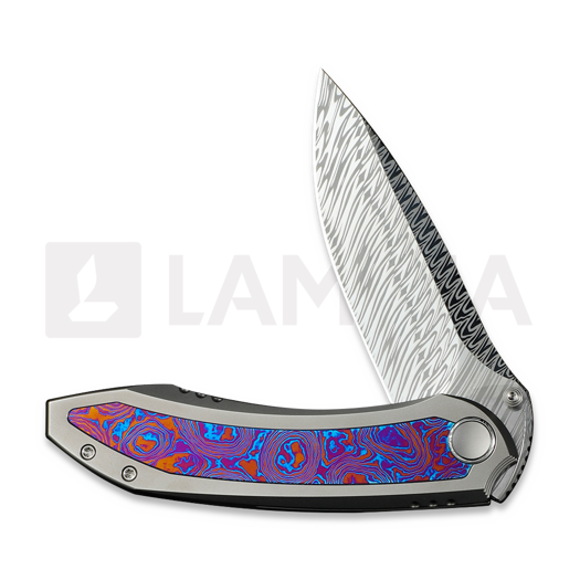 We Knife Winsome Damasteel, Polished Bead Blast Ti/Timascus WE23092-DS1