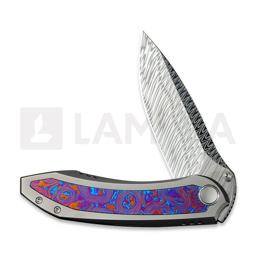 We Knife Winsome Damasteel, Polished Bead Blast Ti/Timascus WE23092-DS1