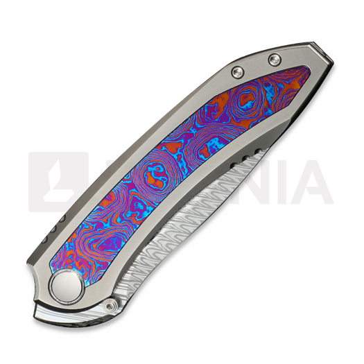 We Knife Winsome Damasteel, Polished Bead Blast Ti/Timascus WE23092-DS1