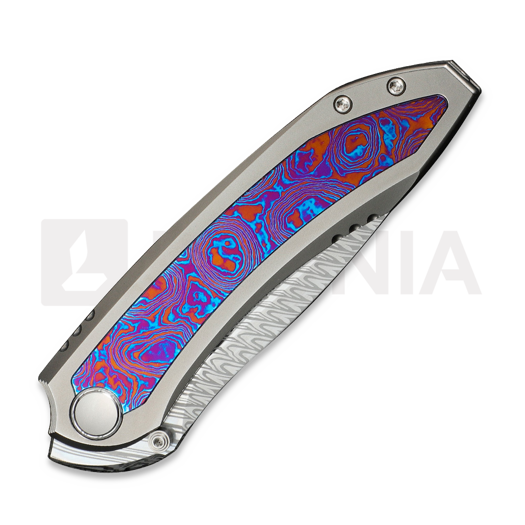 We Knife Winsome Damasteel, Polished Bead Blast Ti/Timascus WE23092-DS1
