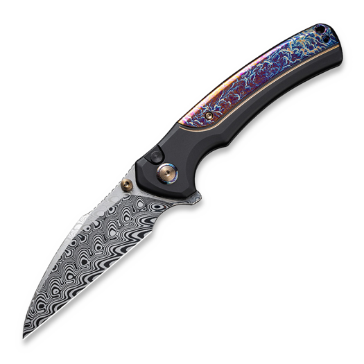 We Knife Ziffius Damascus, Black Titanium/Flamed WE22024D-DS1